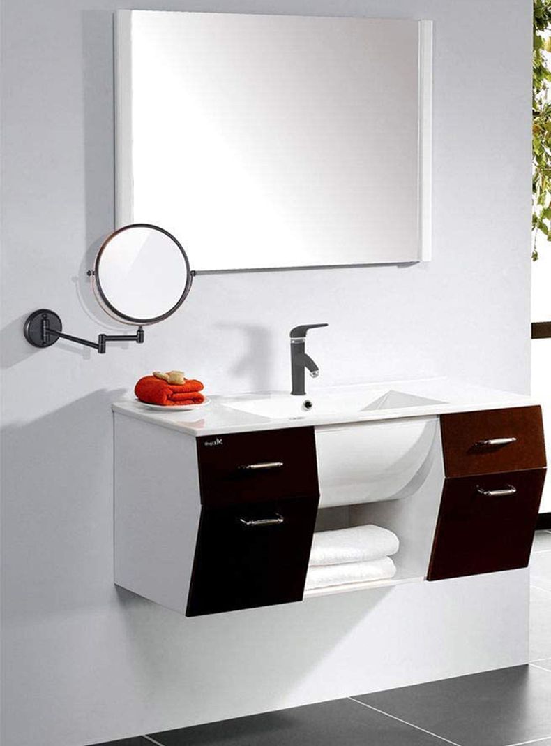 Espejo Maquillaje Baño Articulado Abatible Aumento Negro	-1