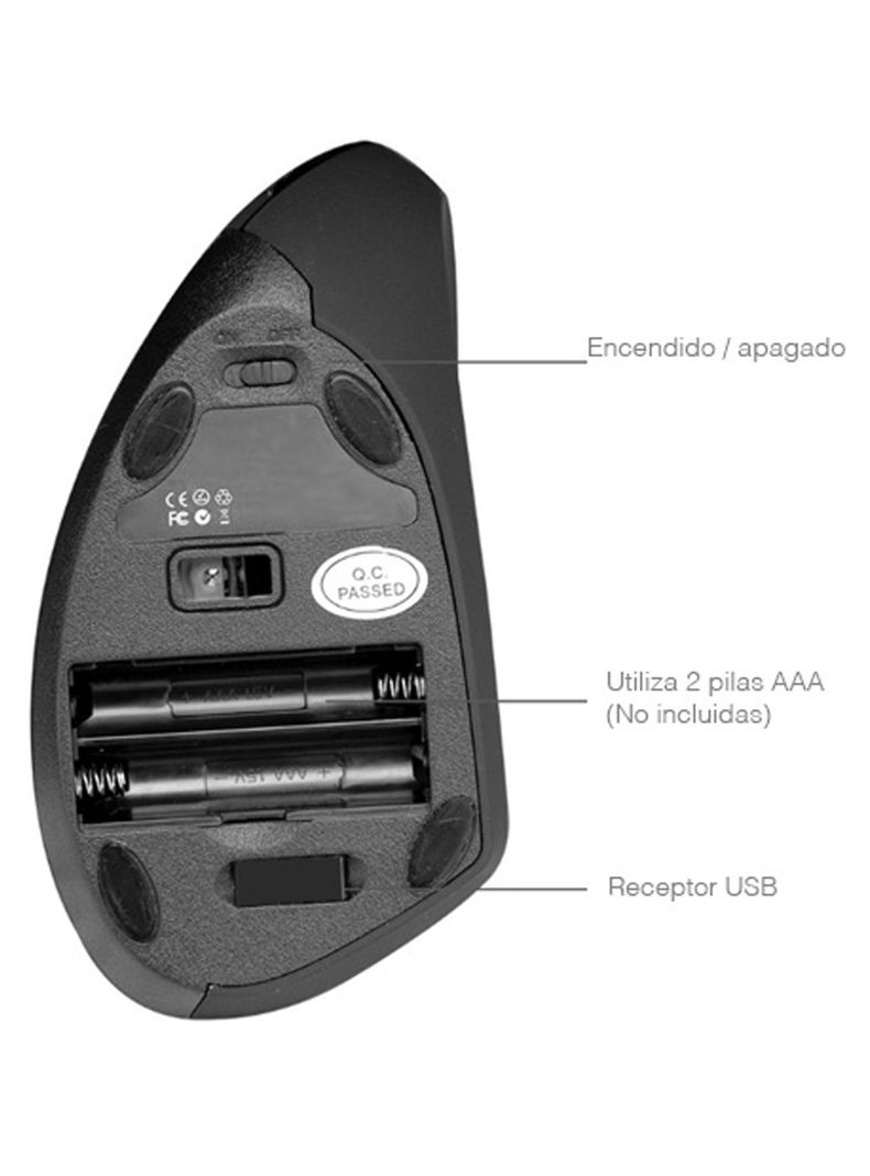 Mouse Vertical Inalámbrico receptor USB	-3
