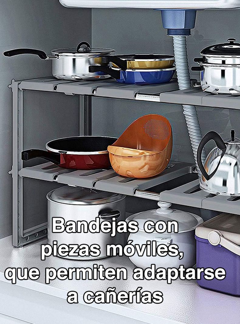 Organizador mueble cocina lavaplatos baño ajustable -7
