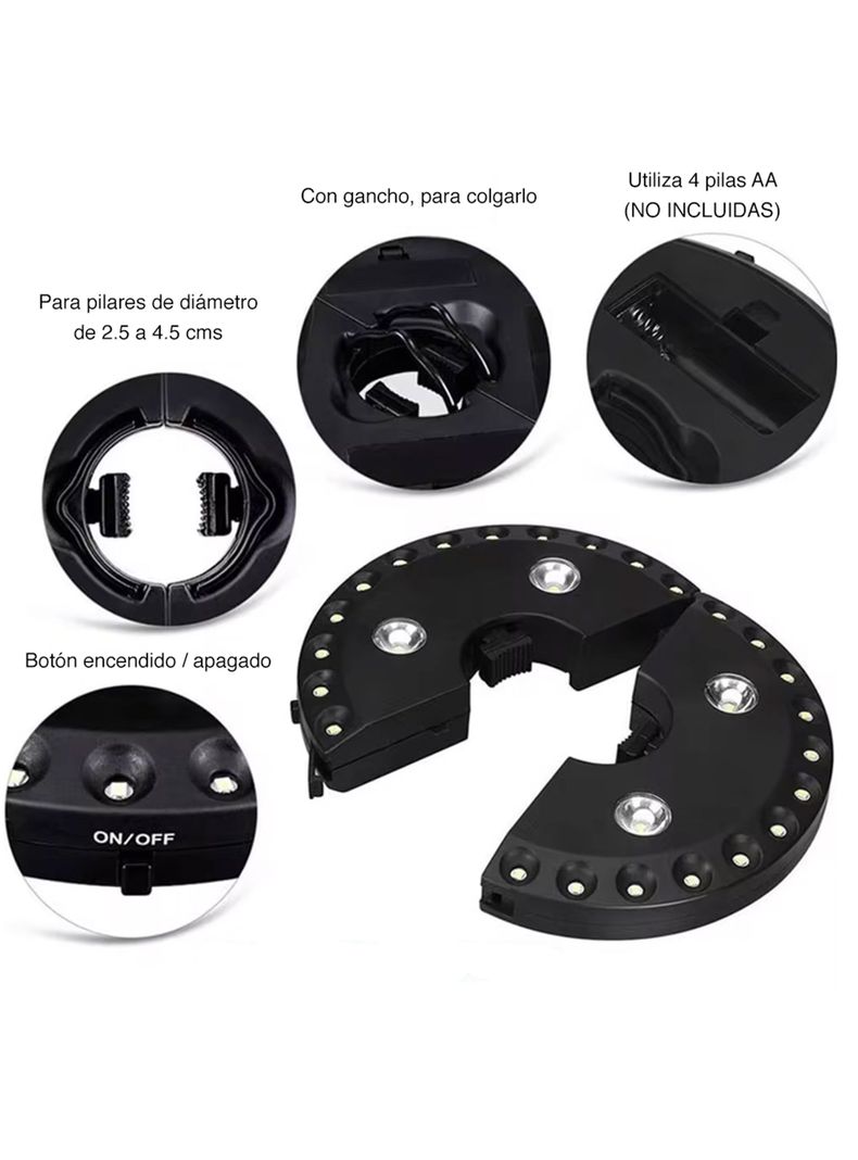 Luz para quitasol led sombrilla exterior terraza-3