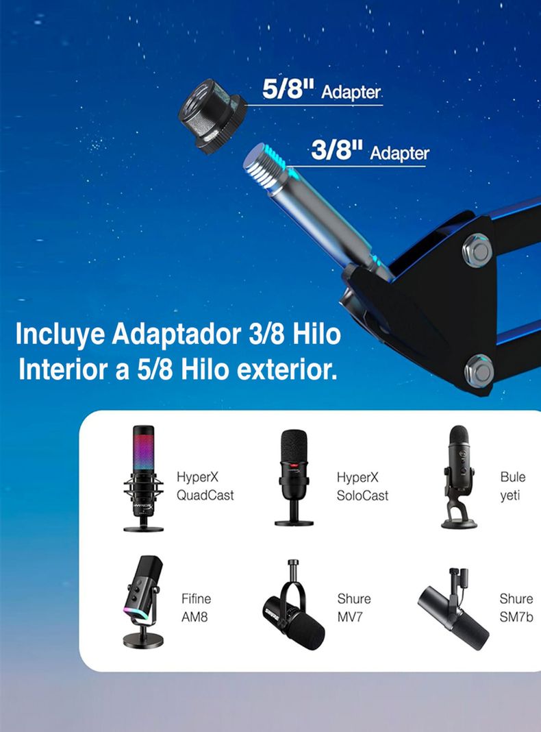 Atril micrófono Hyperx Blue Yeti ajustable escritorio-2