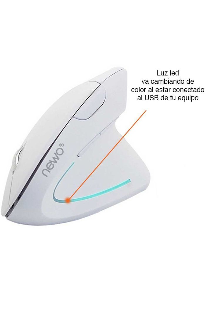 Mouse Vertical Ergonómico Cable USB Blanco-3