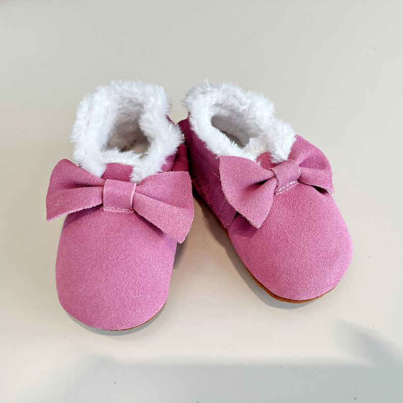 Zapatos de Bebé de Invierno con Lazo - Forrados en Felpa y Antideslizantes-1