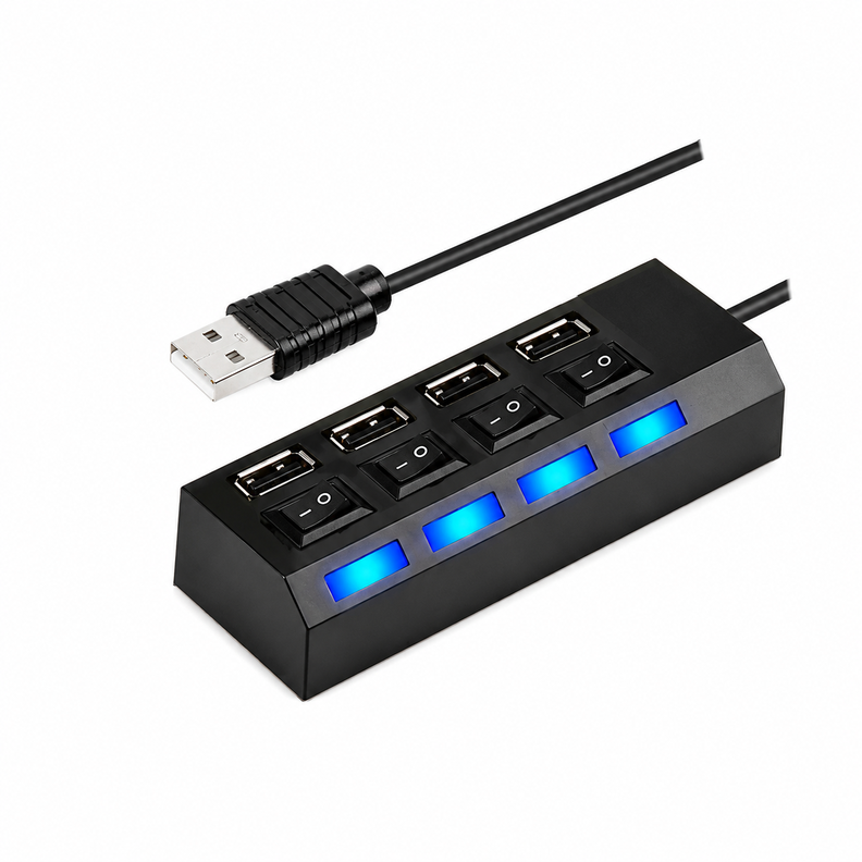 Hub 4 Puertos Multi Usb 2.0 Indicador Luz