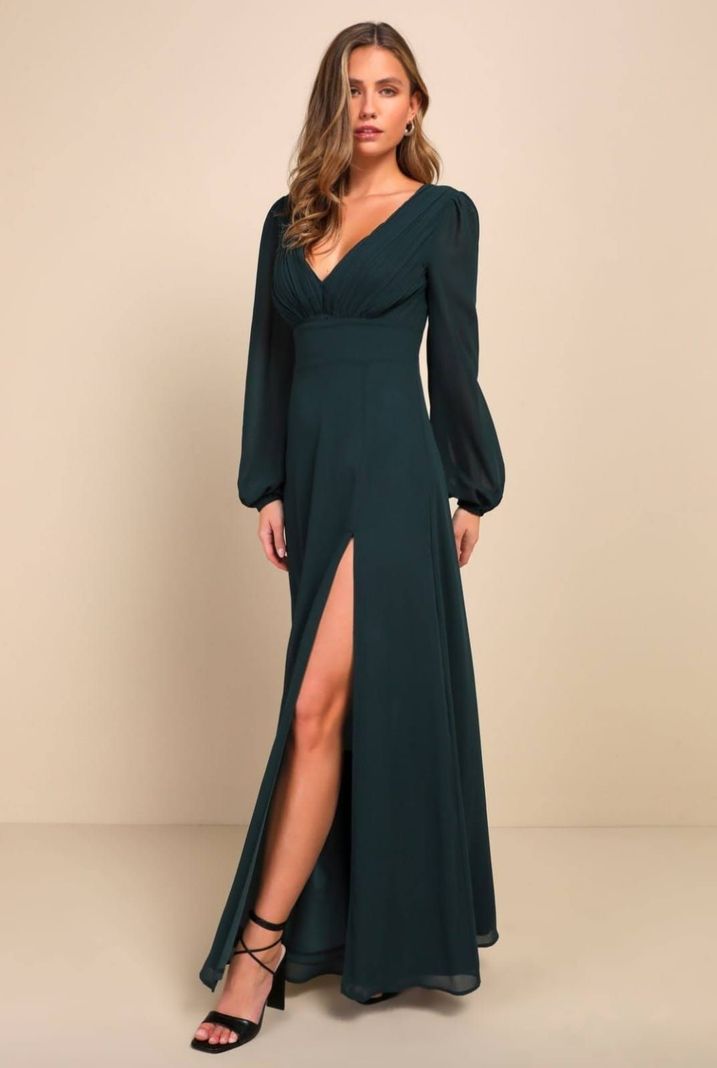 Maxi Vestido Francesca Color Verde Petróleo-1