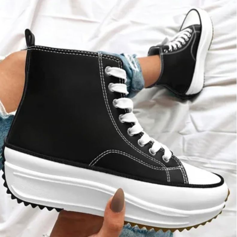 Zapatillas Mujer Urbanas Lona Plataforma Run Caña Alta-4