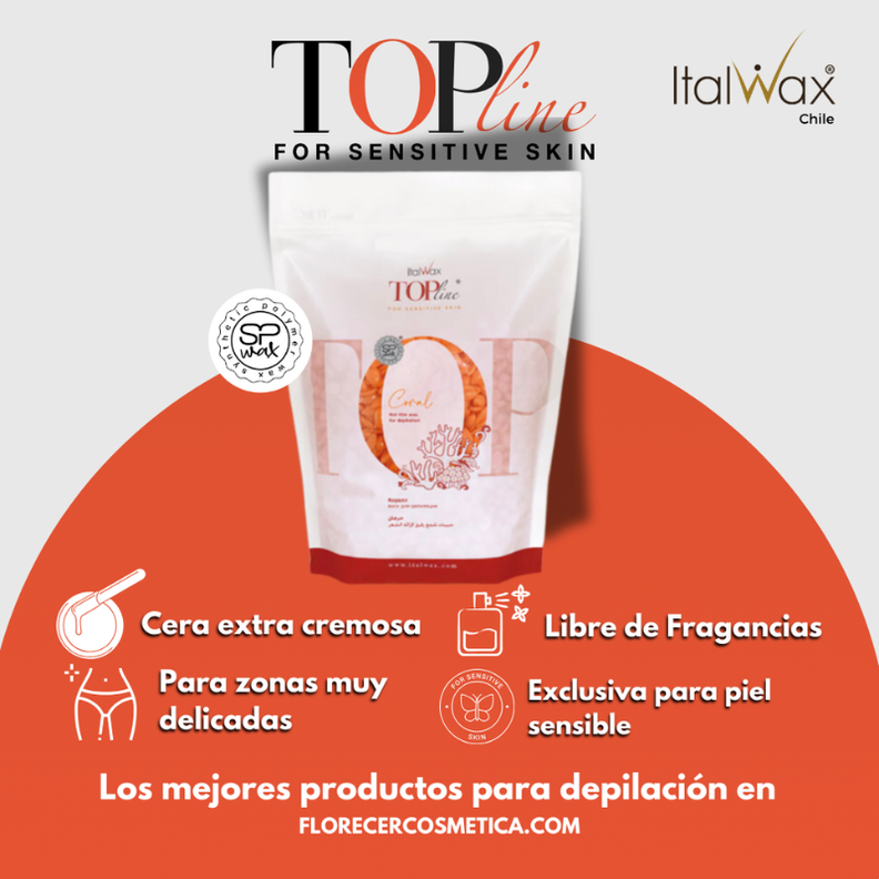 Cera Depilatoria Elástica Italwax Top Line Coral Piel Sensible-1