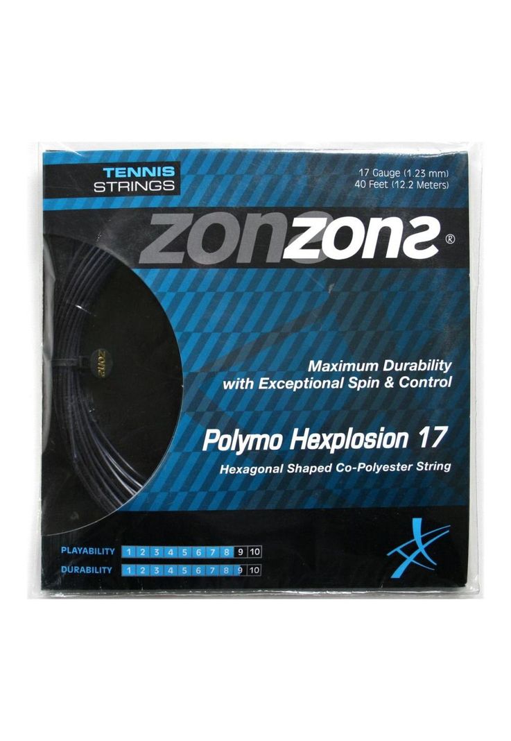 Set Cuerda Tenis Zons Polymo Hexplosion 1.23 Negro