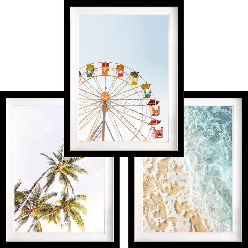 Set 3 Cuadros Paradise 40x50 Marco Negro-0