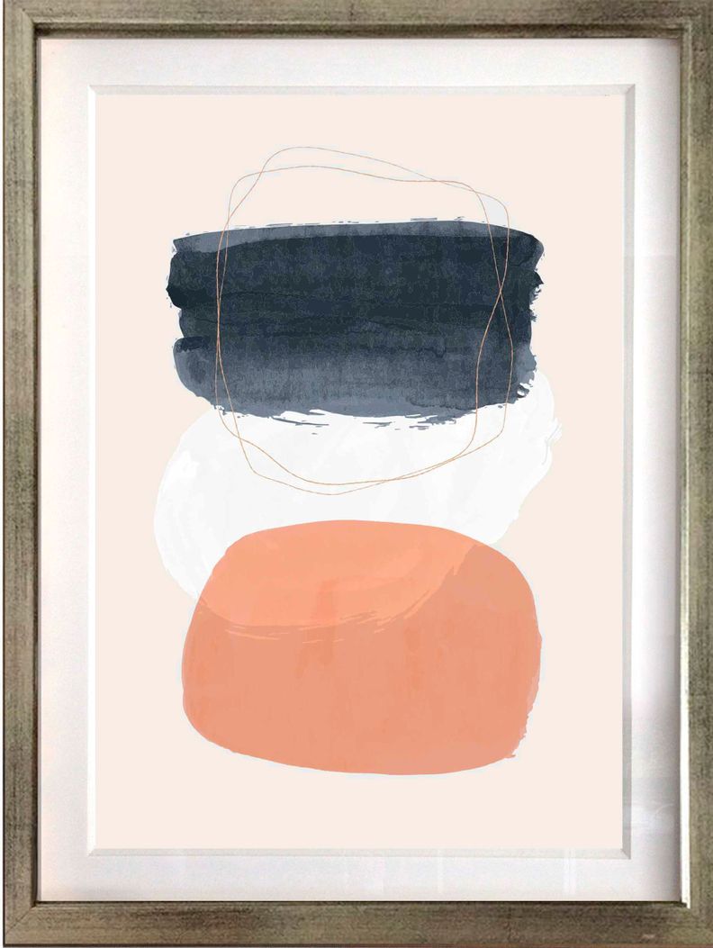 Set 4 Cuadros Mid Century 40X50 Marco Plateado-2