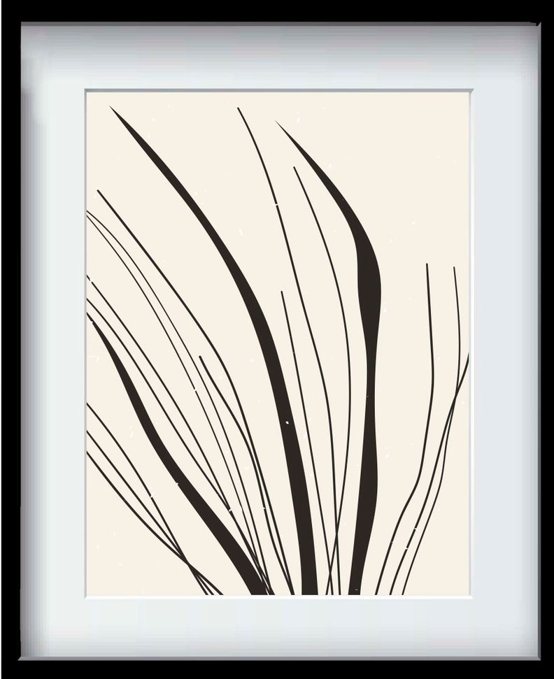 Set 3 Cuadros Xilografías Minimal 40x50 Marco Negro-3