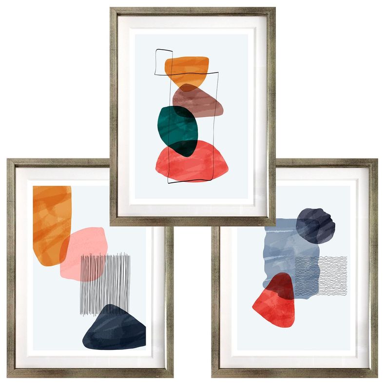 Set 3 Cuadros Teorías cromáticas 40x50 Marco Plateado-0