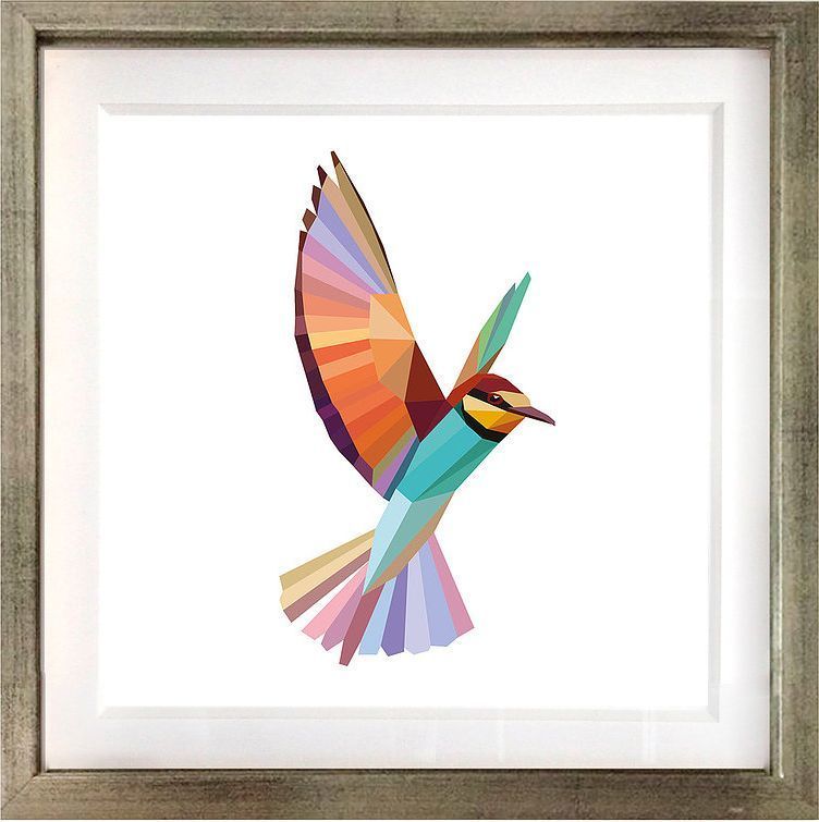 Set 3 Cuadros Plateado Pajaros Geométricos 30X30-1