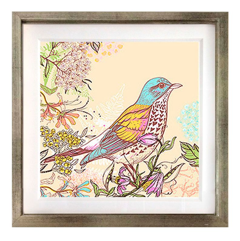 Set 4 Cuadros Plateado Pajaros Vintage 40X40-1