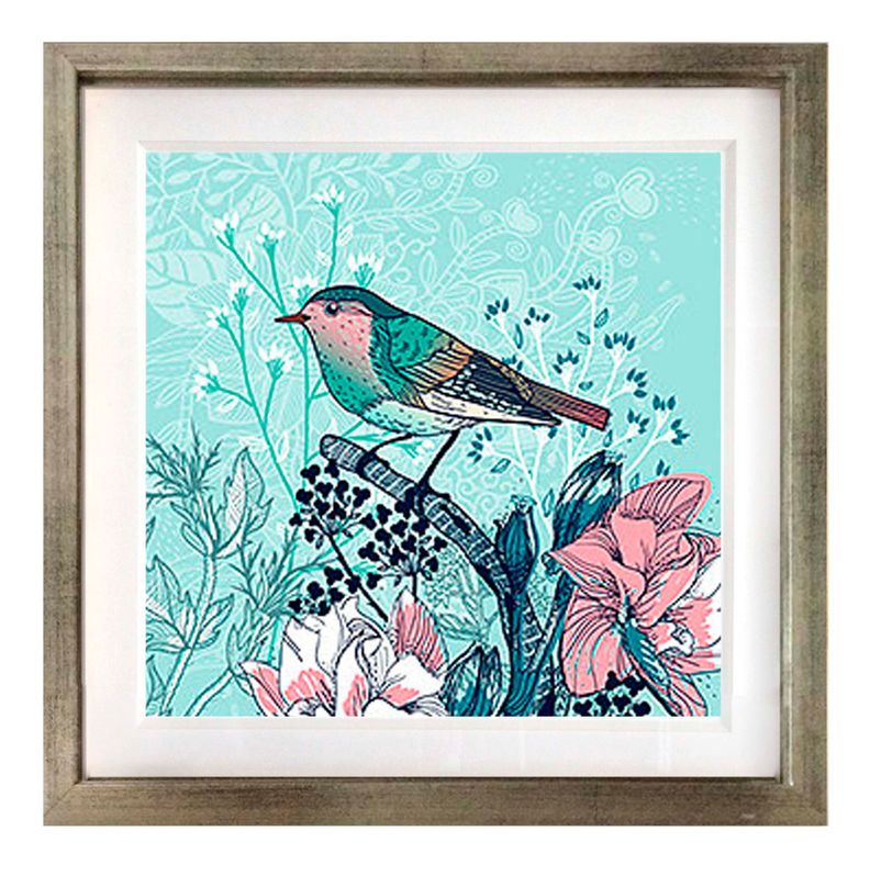 Set 4 Cuadros Plateado Pajaros Vintage 40X40-2