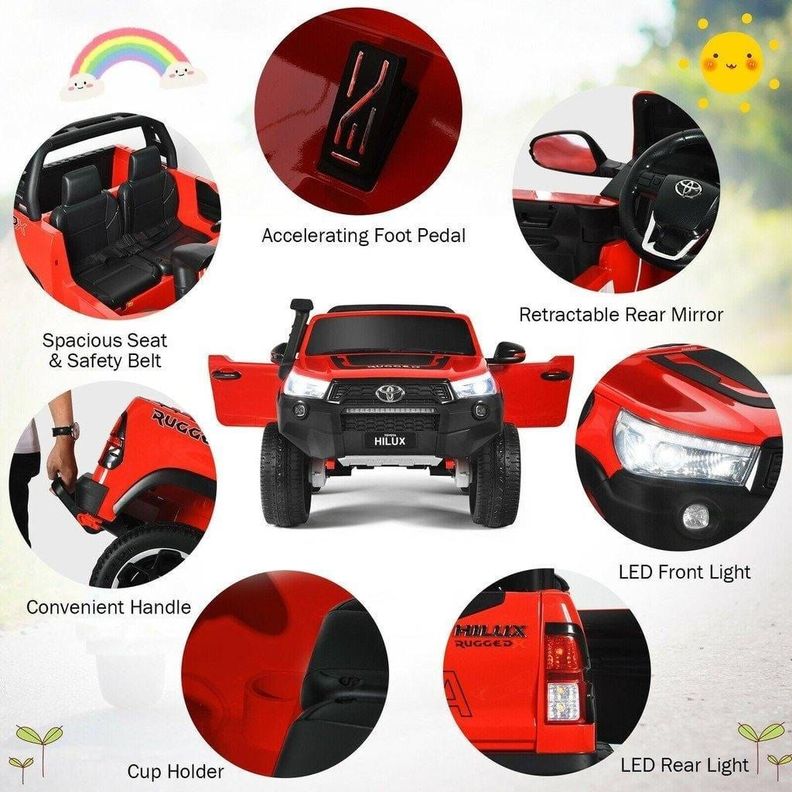 Auto Toyota Hilux Rugged X 12V Red Pintura Real-5