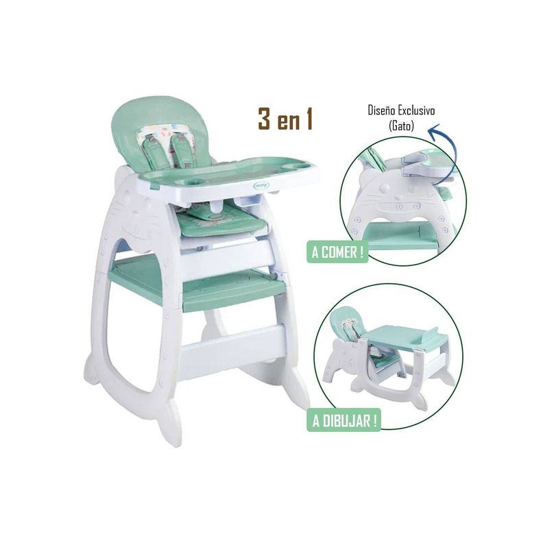 Silla de comer cat love voyage green-2