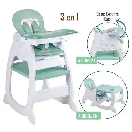 Silla de comer cat love voyage green-3