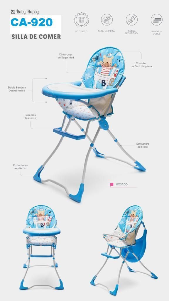 Silla de comer doble bandeja  vg-920  blue-0