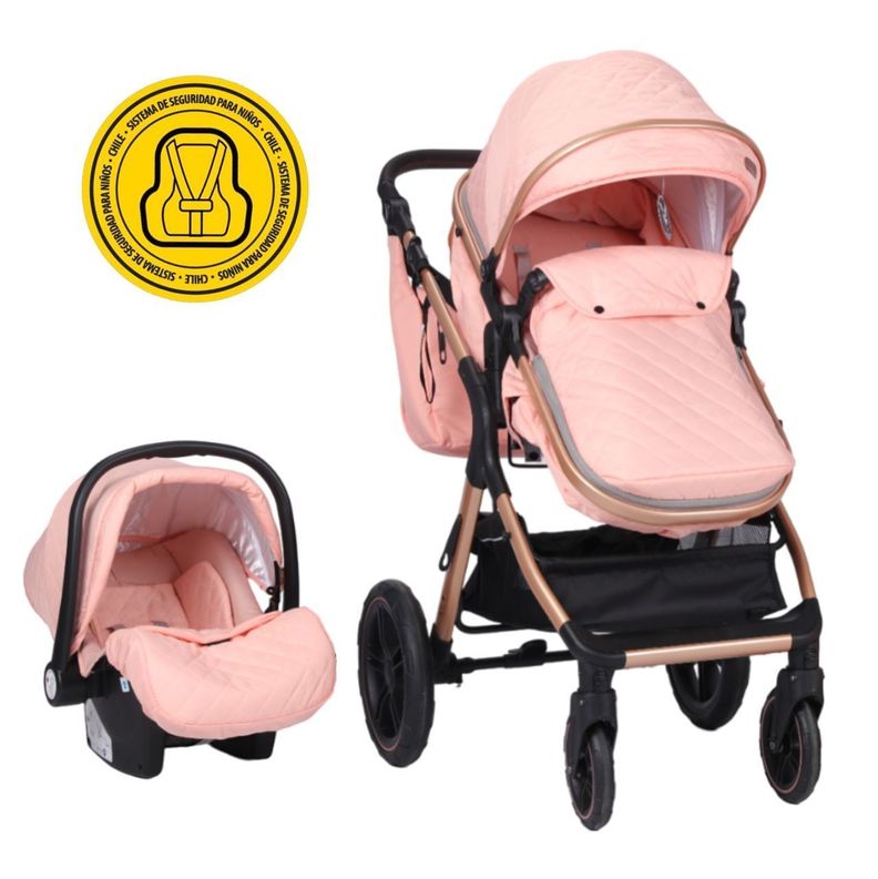 Coche Travel Sytem X1 Pink con Silla Certificada-0