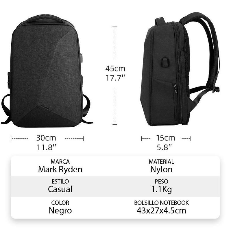 MOCHILA MARK RYDEN TITAN NEGRO-1