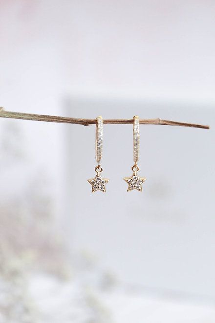 Aros Estrella colgante de Plata 925 bañados en oro-1