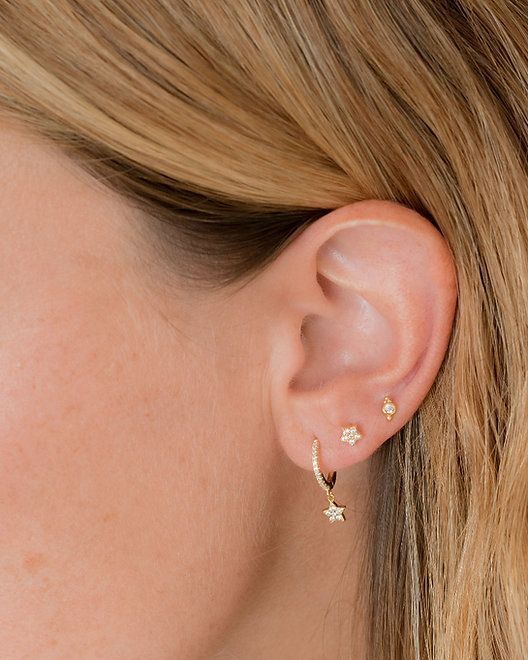 Aros Estrella colgante de Plata 925 bañados en oro-2