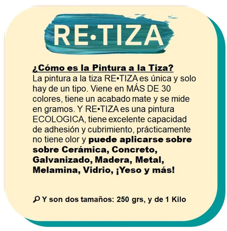 Pintura Vintage/Tizada, color Blanco LINO 1 Kilo, Base Agua Retiza-3