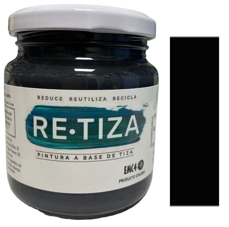 Pintura Vintage/Tizada, color NEGRO PIZARRON 250 gramos, Base Agua Retiza