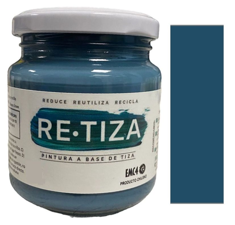 Pintura Vintage/Tizada, color AZUL PETROLEO 250 gramos, Base Agua Retiza-0