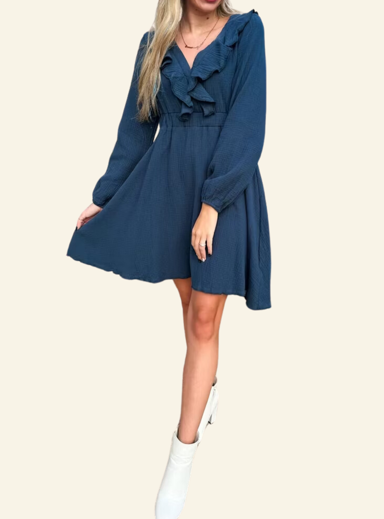 Vestido de algodón de pretina elasticada-1
