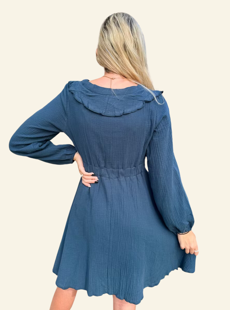 Vestido de algodón de pretina elasticada-2