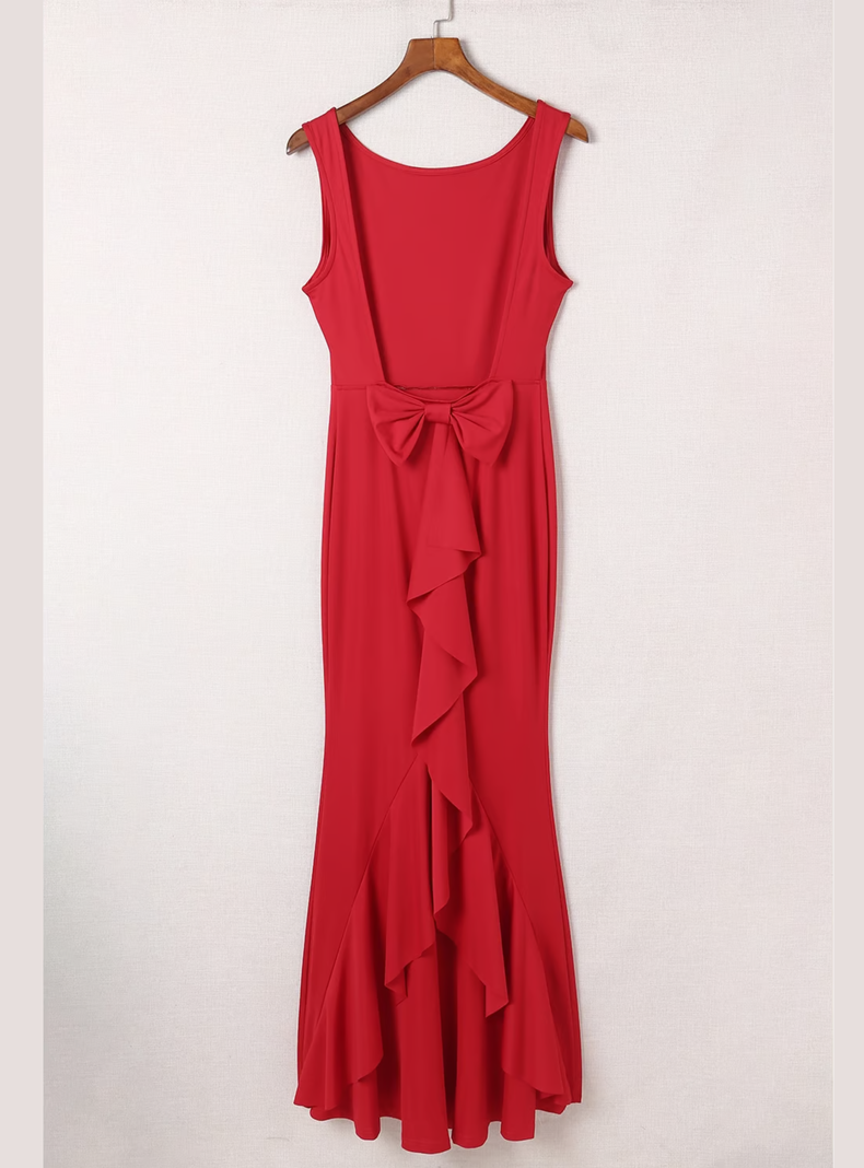 Vestido rojo de espalda descubierta-3