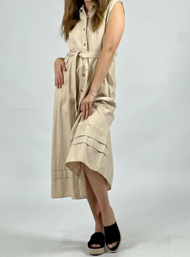 Vestido de lino con cinturón-2