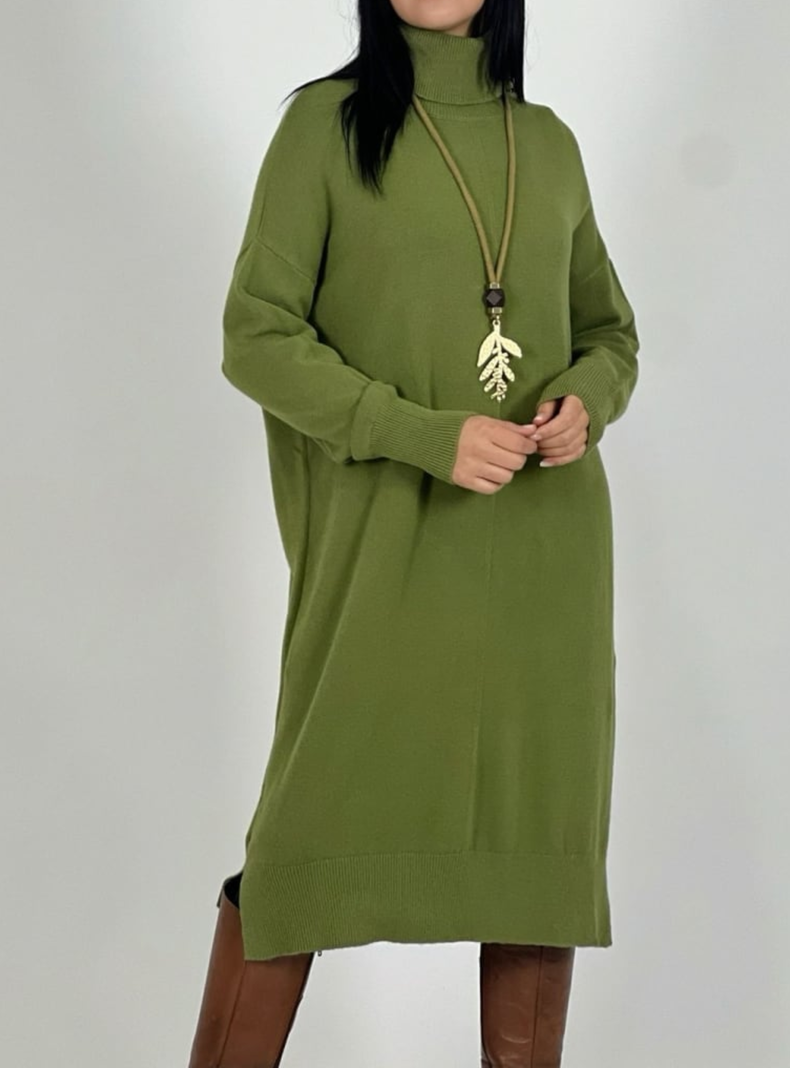 Vestido de lana cuello alto-0