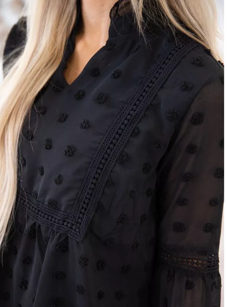 Blusa de gasa tela punto suizo-1