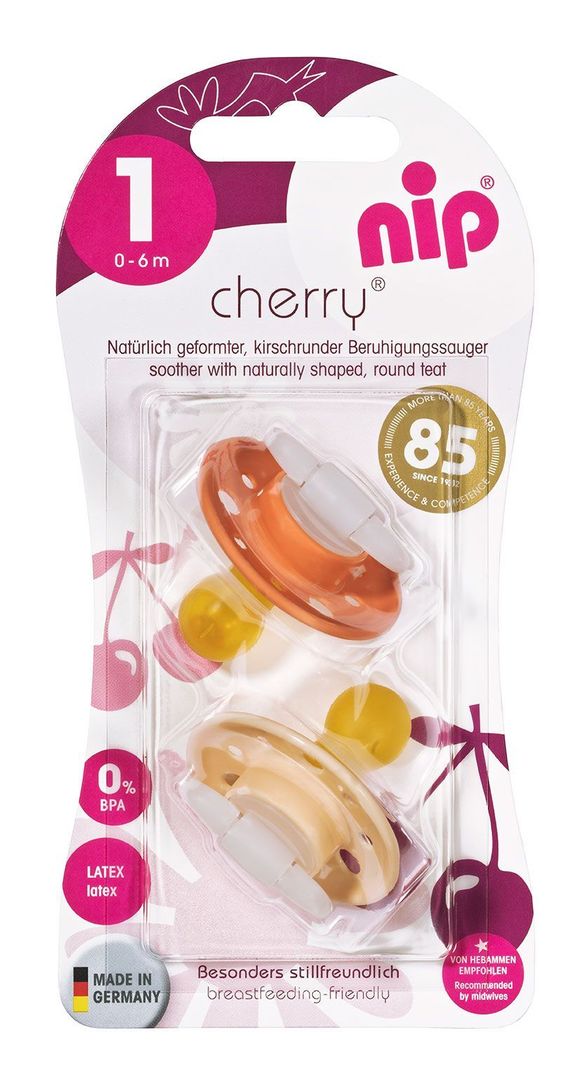 Chupete Cherry látex Naranjo-Piel 0-6 meses NIP-0