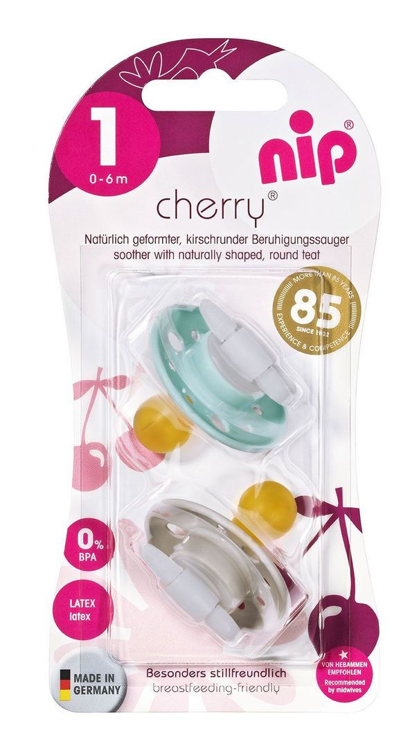  Chupete Cherry látex Celeste-Gris Claro 0-6 meses NIP-0