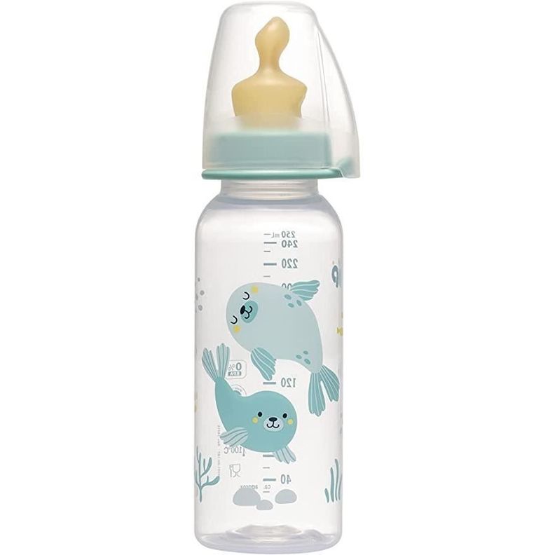 Mamadera tetina ortodóntica látex anticólicos Azul 250 ml-2
