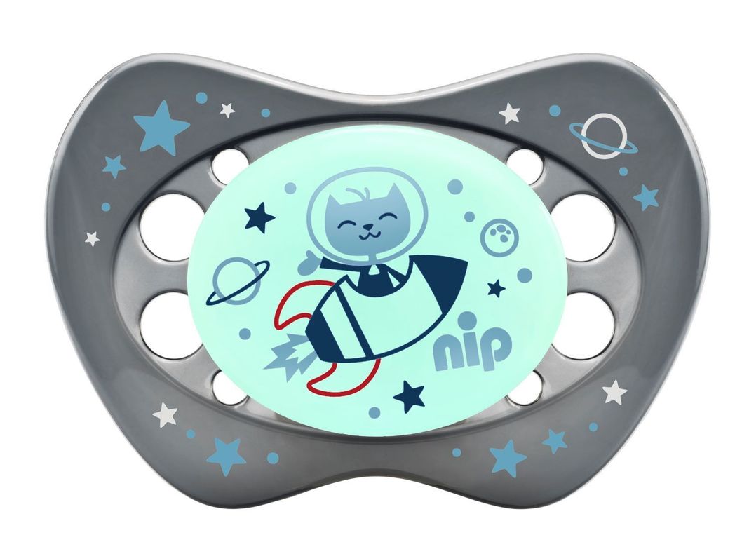 Chupete Night Silicona Cohete Planeta 5-18 meses Nip-1