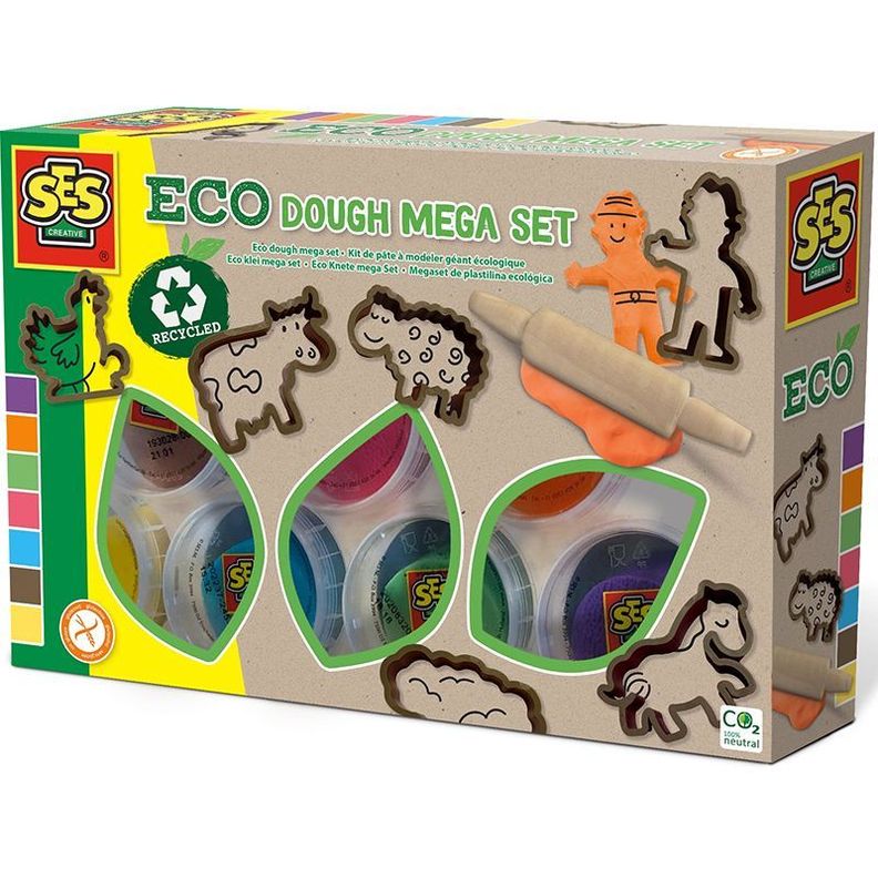 MEGASET DE PLASTILINA ECOLÓGICA, 7×90G CON HERRAMIENTAS, SES-0