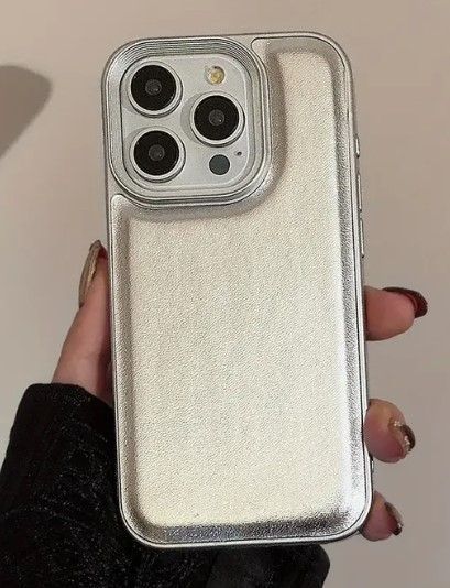 Carcasa Cuero Iphone 13 / 14 / 15 - Plata-1
