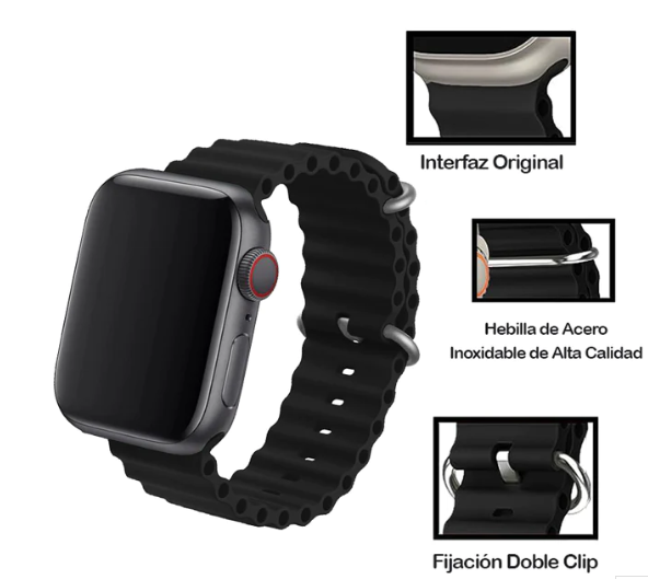 CORREA DE SILICONA OCEANO APPLE WATCH COMPATIBLE CON 42 / 44 / 45 / ULTRA 49 MM-2