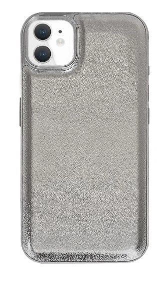 Carcasa Cuero Iphone 12 / 12 Pro - Plata-1