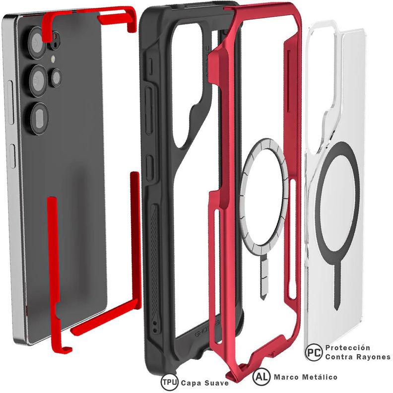 Carcasa Ghostek Atomic Slim Magsafe Samsung S25 Ultra Roja-3