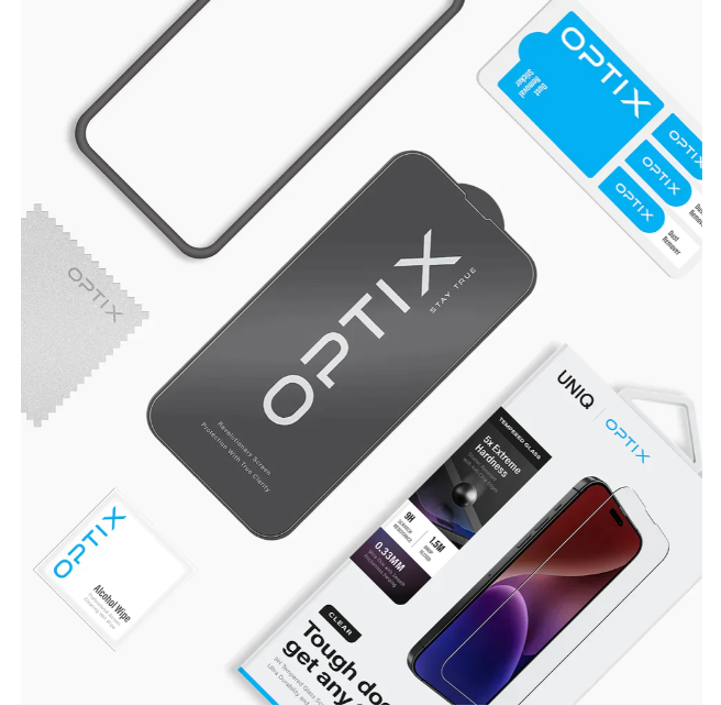 LÁMINA UNIQ OPTIX CLEAR VIDRIO TEMPLADO 9H IPHONE 15 PLUS / 15 PRO MAX-4