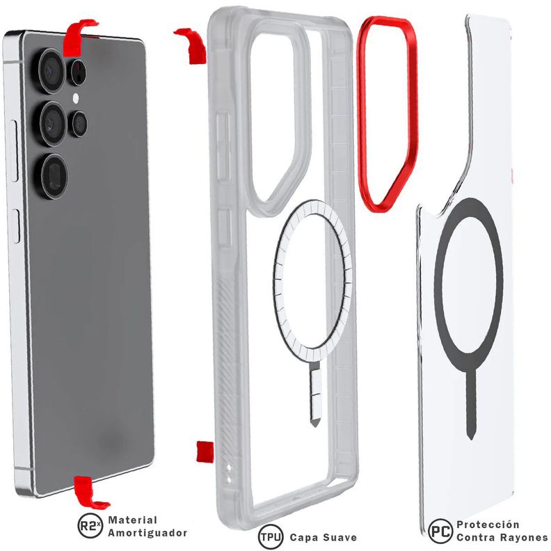 Carcasa Ghostek Covert Samsung S25 Ultra Transparente / Roja-3