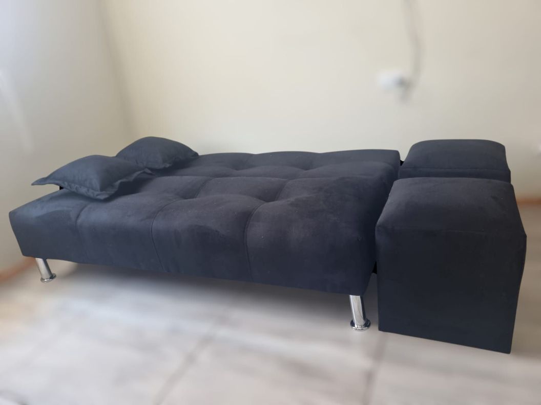 FUTON CAMA NEGRO FELPA -1