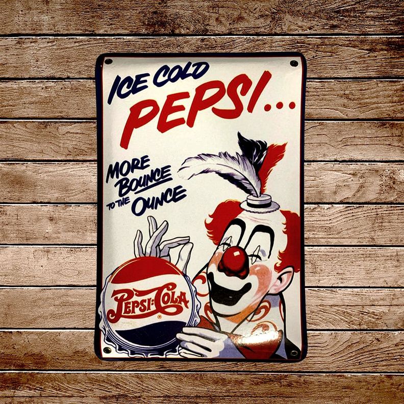 CARTEL CHAPA 25x35 PEPSI ICE COLD PAYASO - FIRE CHILE-1