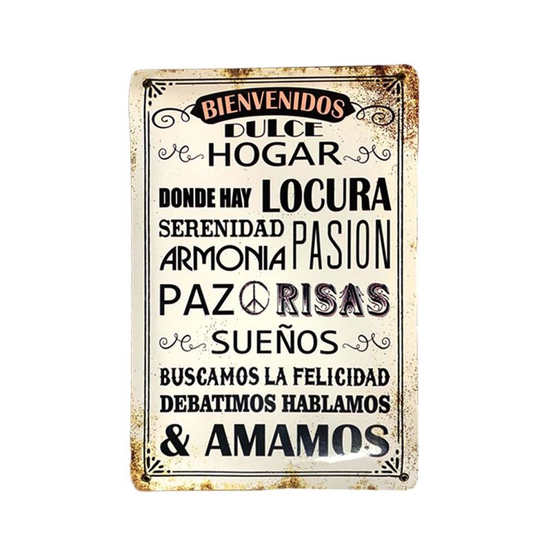 CARTEL CHAPA 25x35 BIENVENIDO DULCE HOGAR - FIRE CHILE-0